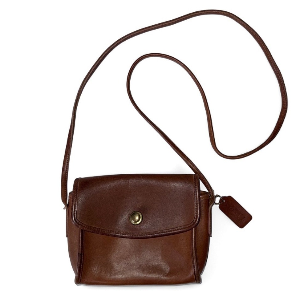 Vintage Coach Chrystie Brown Leather Crossbody Bag Springlock Minimalist 9892